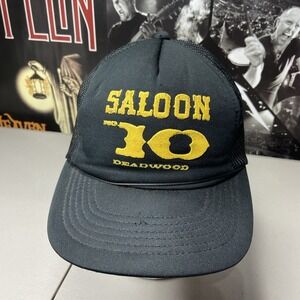 Vintage Saloon 10 Hat Snapback‎ Trucker Cap Mens Black Gold Deadwood 90s